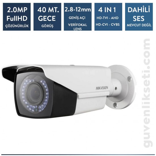 Hikvision DS-2CE16D0T-VFIR3F 2MP Varifocal Lensli IR Bullet Kamera